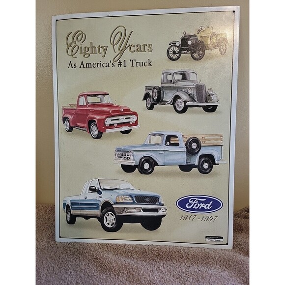 Vintage Ford Metal Sign Eighty Years as Americas #1 Truck Garage man cave Preown - Picture 4 of 4